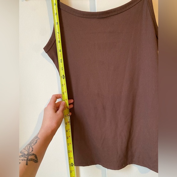 Large Ribbed Camisole Tank Top Brown Womens - Picture 4 of 4